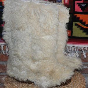 Vintage 80s YETI Natural GOAT HAIR Winter BOOTS NEVEA St. Moritz Italy, EU41
